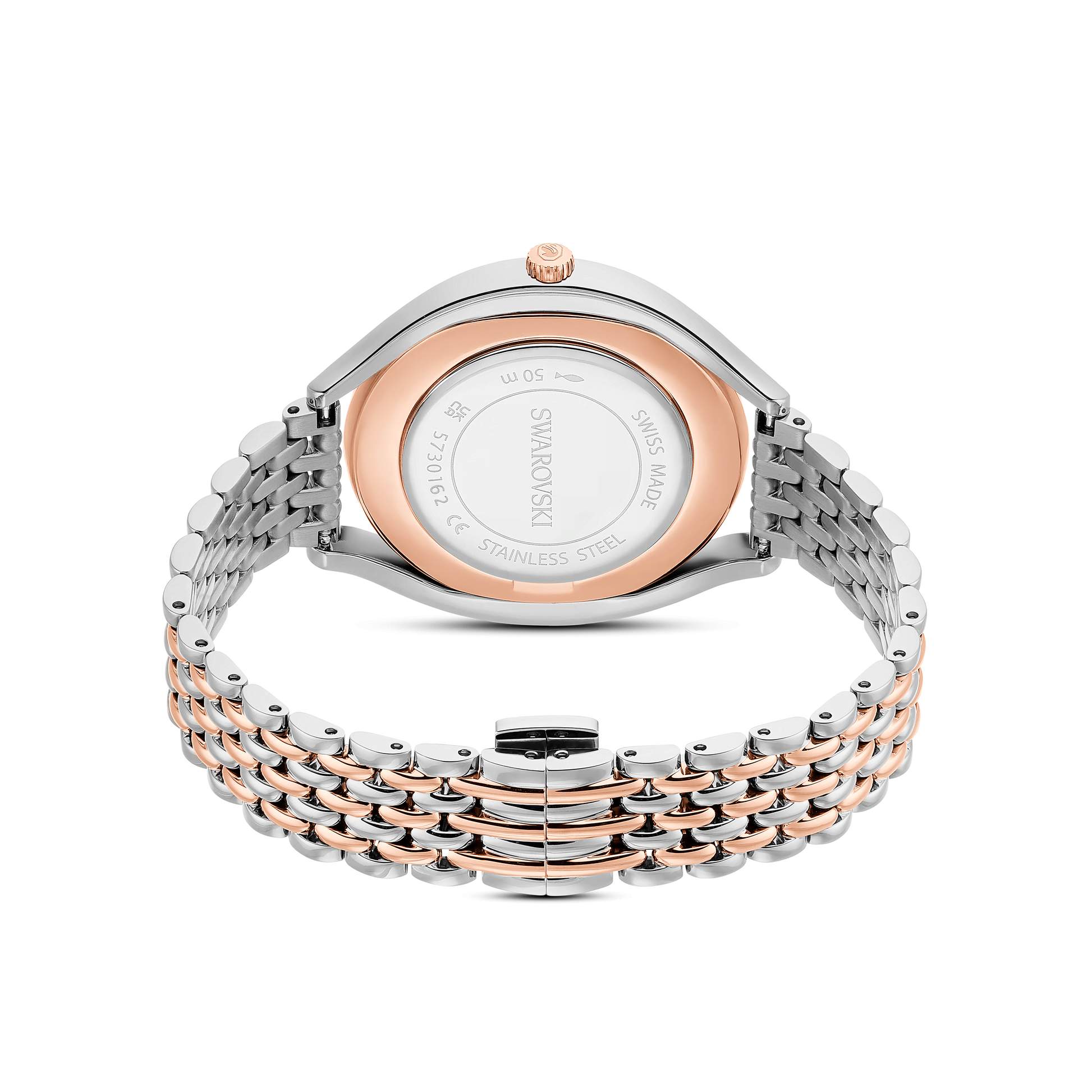 Crystalline aura watch, Swiss Made, Metal bracelet, Rose gold tone, Mixed metal finish 5730162
