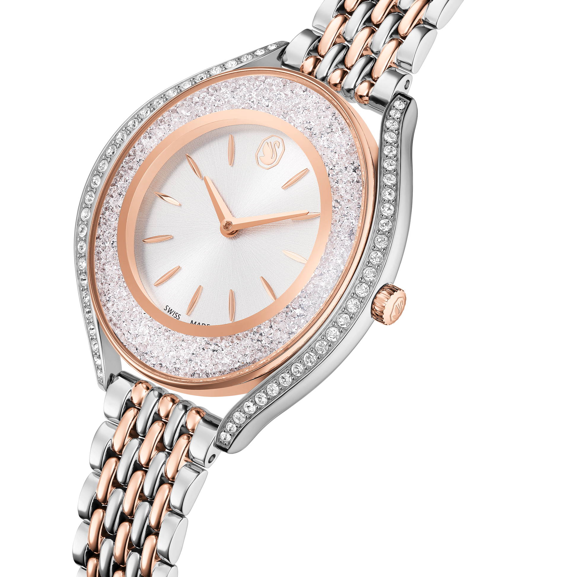 Crystalline aura watch, Swiss Made, Metal bracelet, Rose gold tone, Mixed metal finish 5730162
