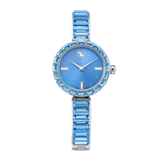 Matrix bangle watch, Swiss Made, Crystal bracelet, Blue, Stainless steel 5730172
