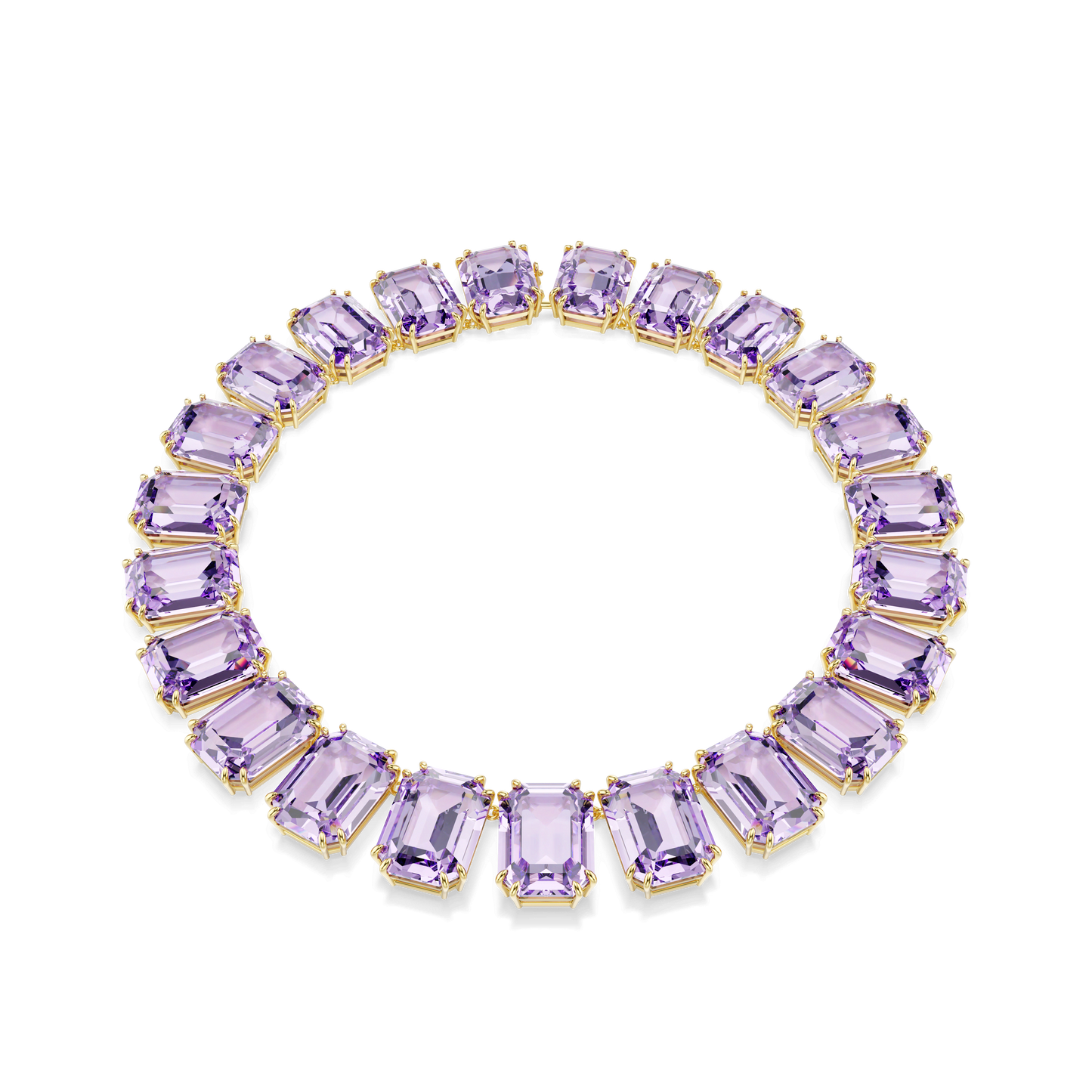 Millenia necklace, Oversized crystals, Octagon cut, Purple, Gold-tone plated 5730323