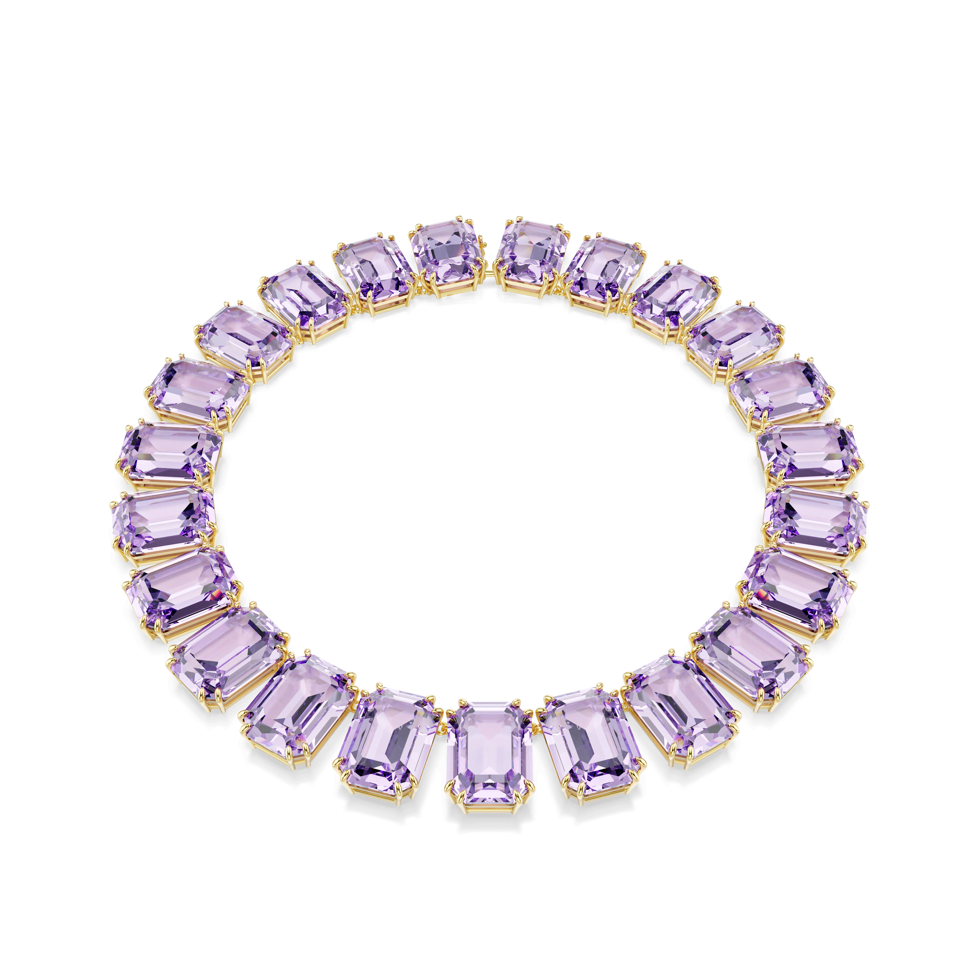 Millenia necklace, Oversized crystals, Octagon cut, Purple, Gold-tone plated 5730323