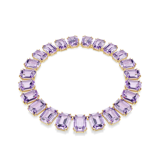 Millenia necklace, Oversized crystals, Octagon cut, Purple, Gold-tone plated 5730323