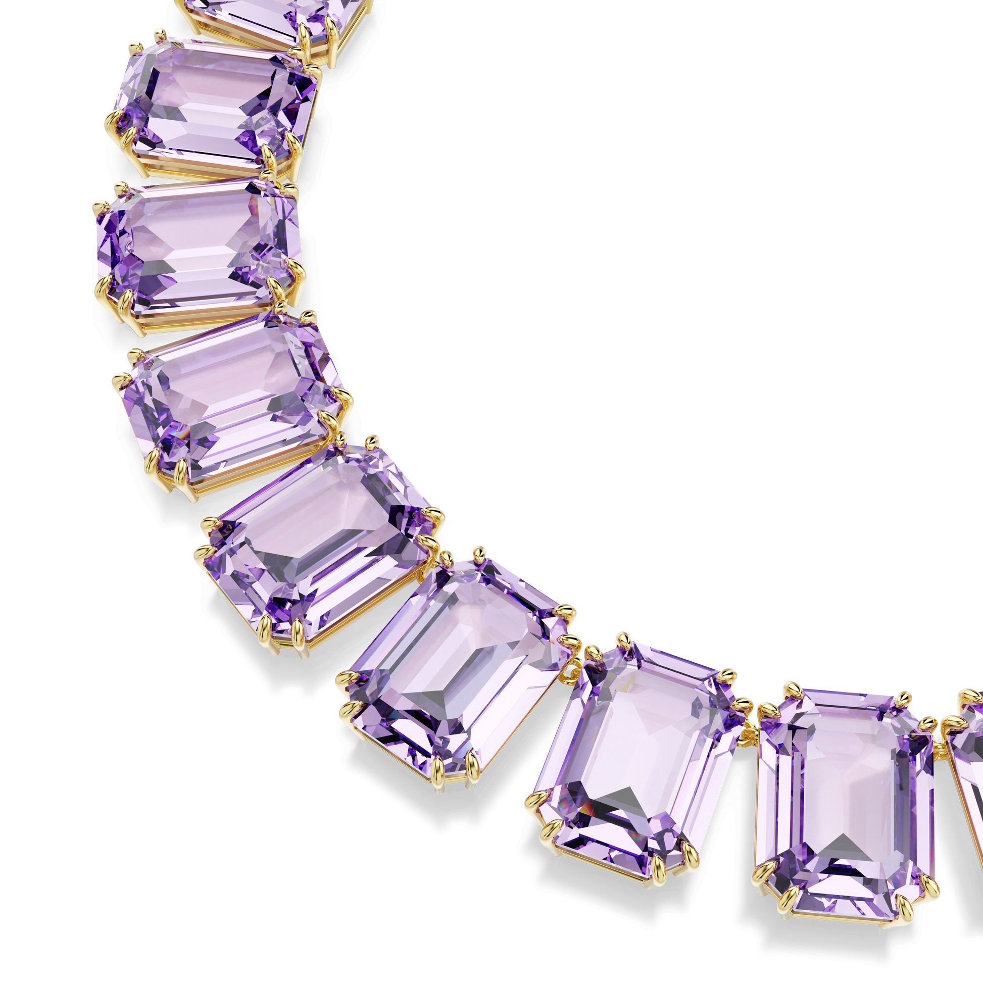 Millenia necklace, Oversized crystals, Octagon cut, Purple, Gold-tone plated 5730323