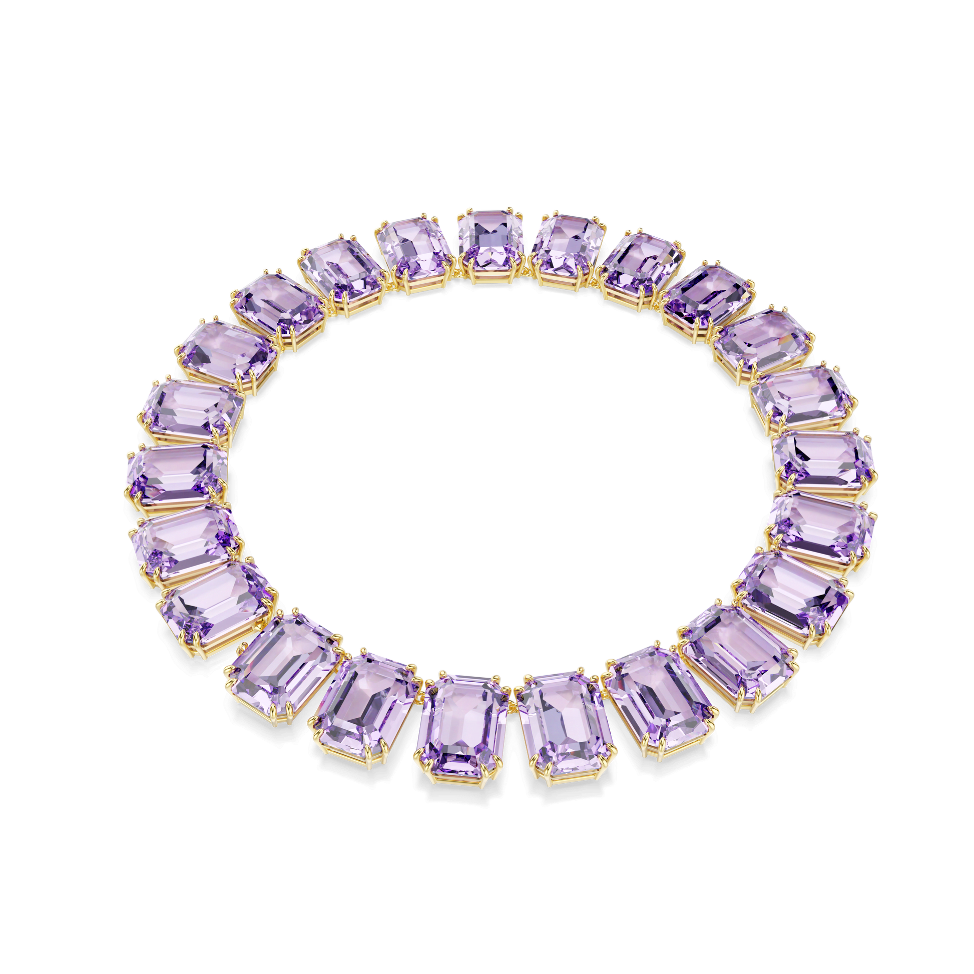 Millenia necklace, Oversized crystals, Octagon cut, Purple, Gold-tone plated 5730323