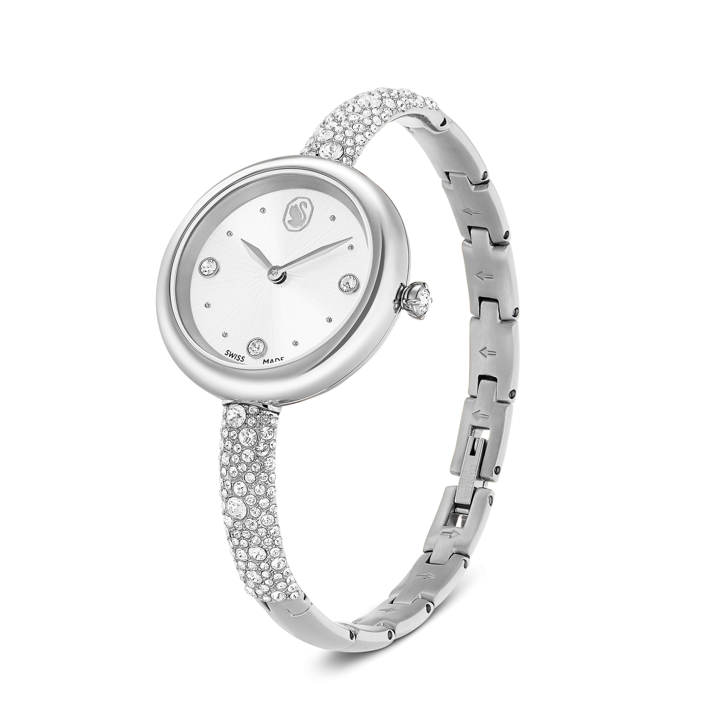 Sublima bangle watch, Swiss Made, Metal bracelet, Silver tone, Stainless steel 5730369