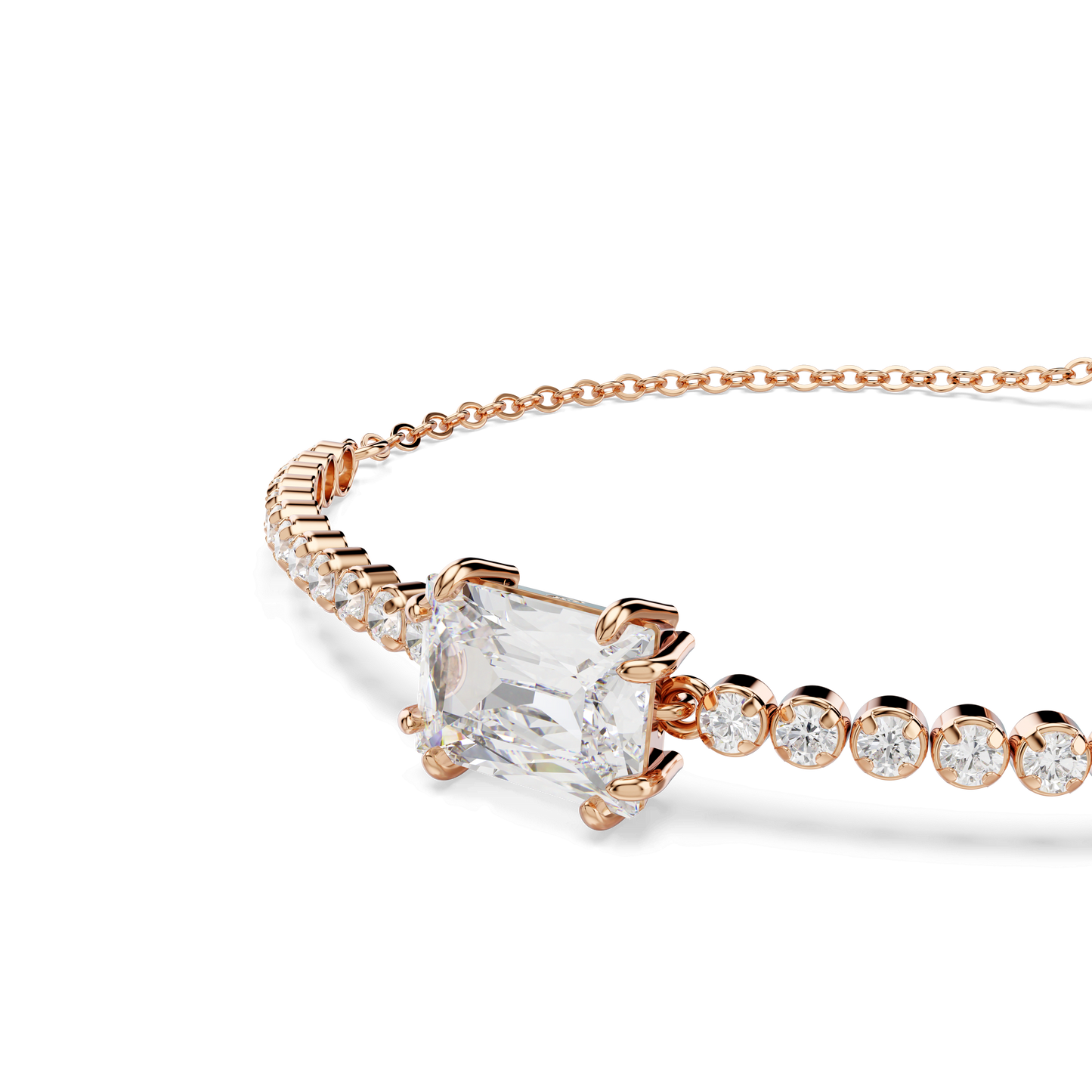 Matrix bracelet, Mixed cuts, White, Rose gold-tone plated 5730706