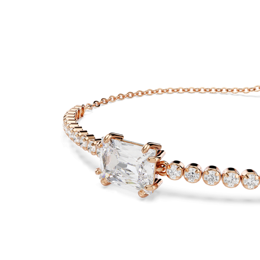 Matrix bracelet, Mixed cuts, White, Rose gold-tone plated 5730706