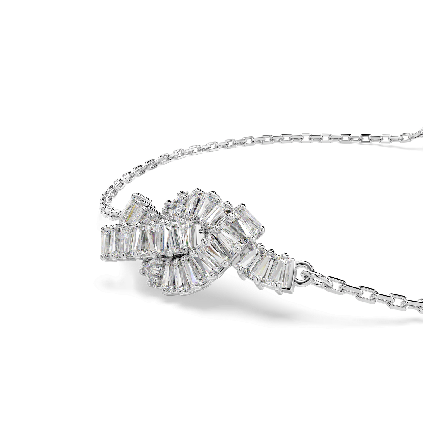 Matrix bracelet, Baguette cut, Knot, White, Rhodium plated 5731101