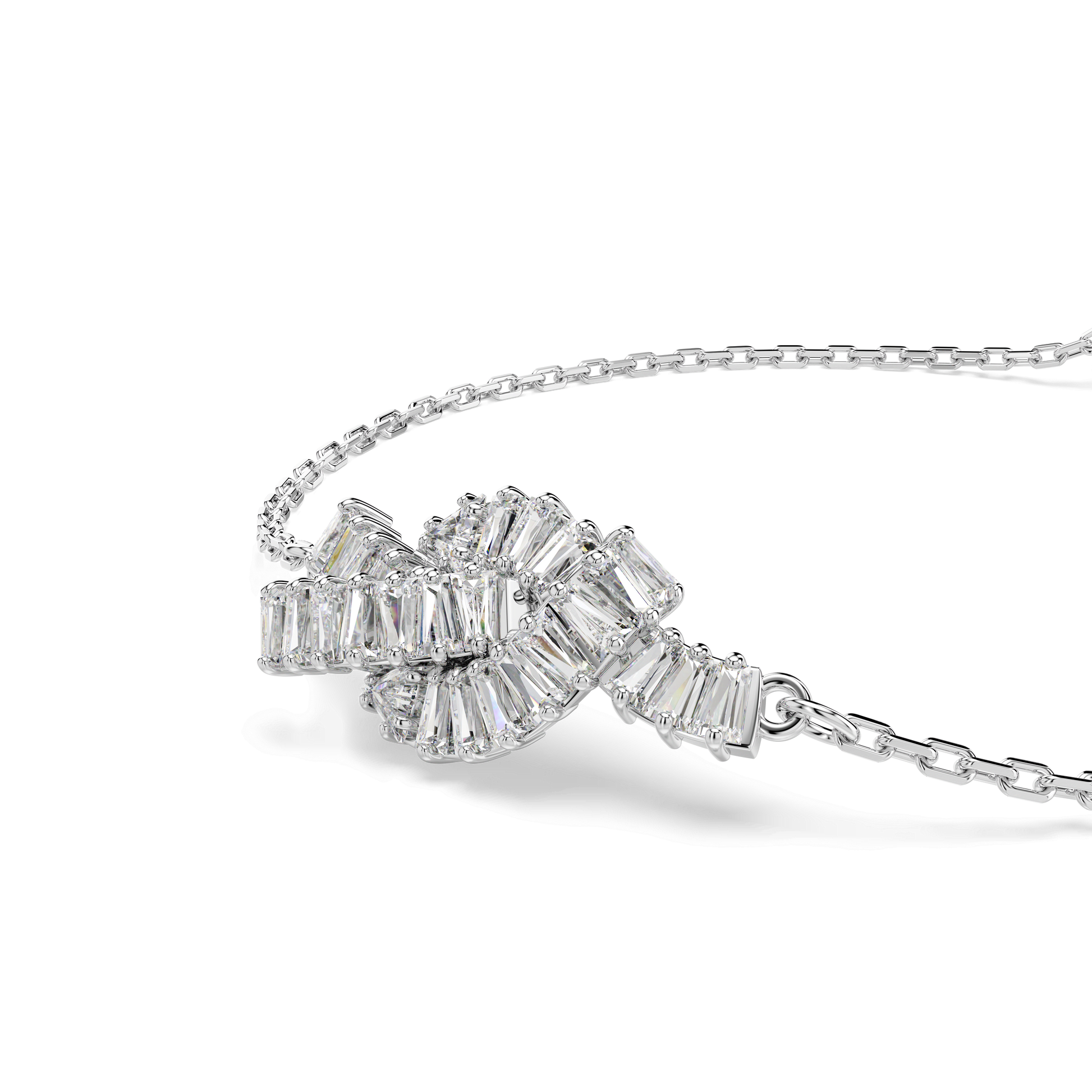 Matrix bracelet, Baguette cut, Knot, White, Rhodium plated 5731101