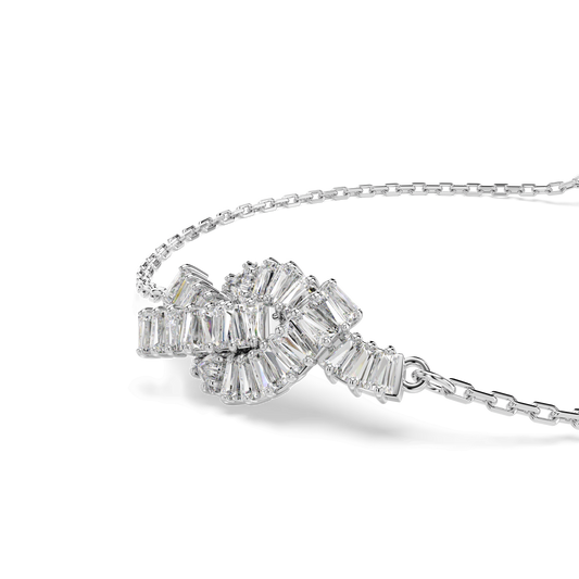 Matrix bracelet, Baguette cut, Knot, White, Rhodium plated 5731101
