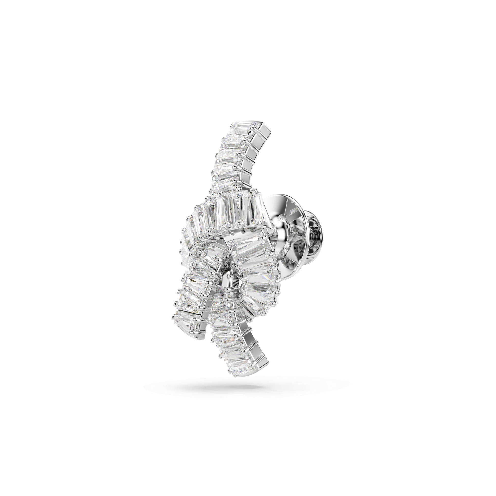 Matrix tack pin, Baguette cut, Knot, White, Rhodium plated 5731102