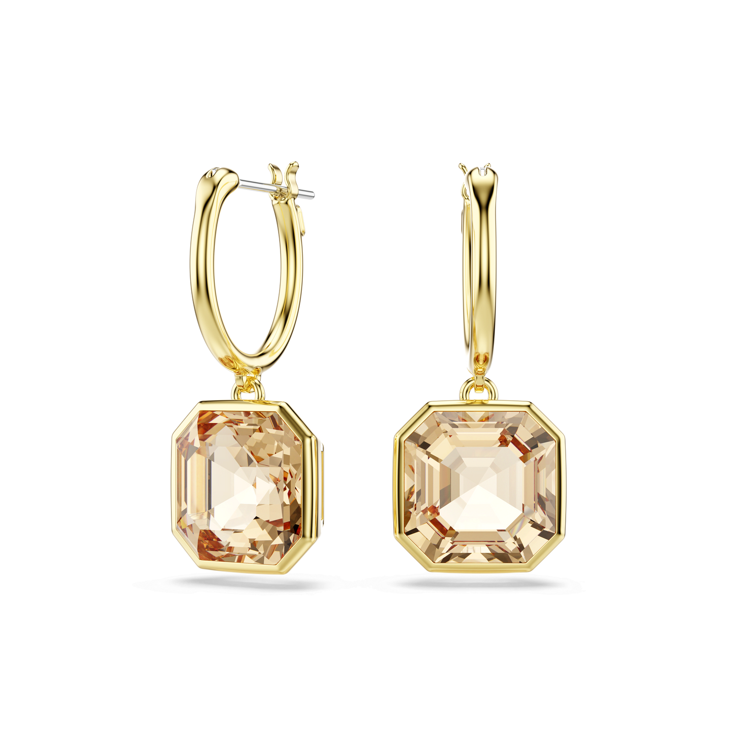 Millenia drop earrings, Square cut, Caramel, Gold-tone plated 5731148