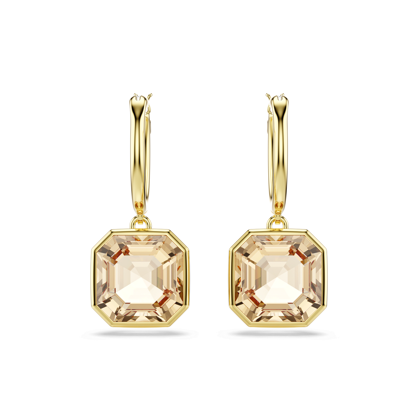 Millenia drop earrings, Square cut, Caramel, Gold-tone plated 5731148