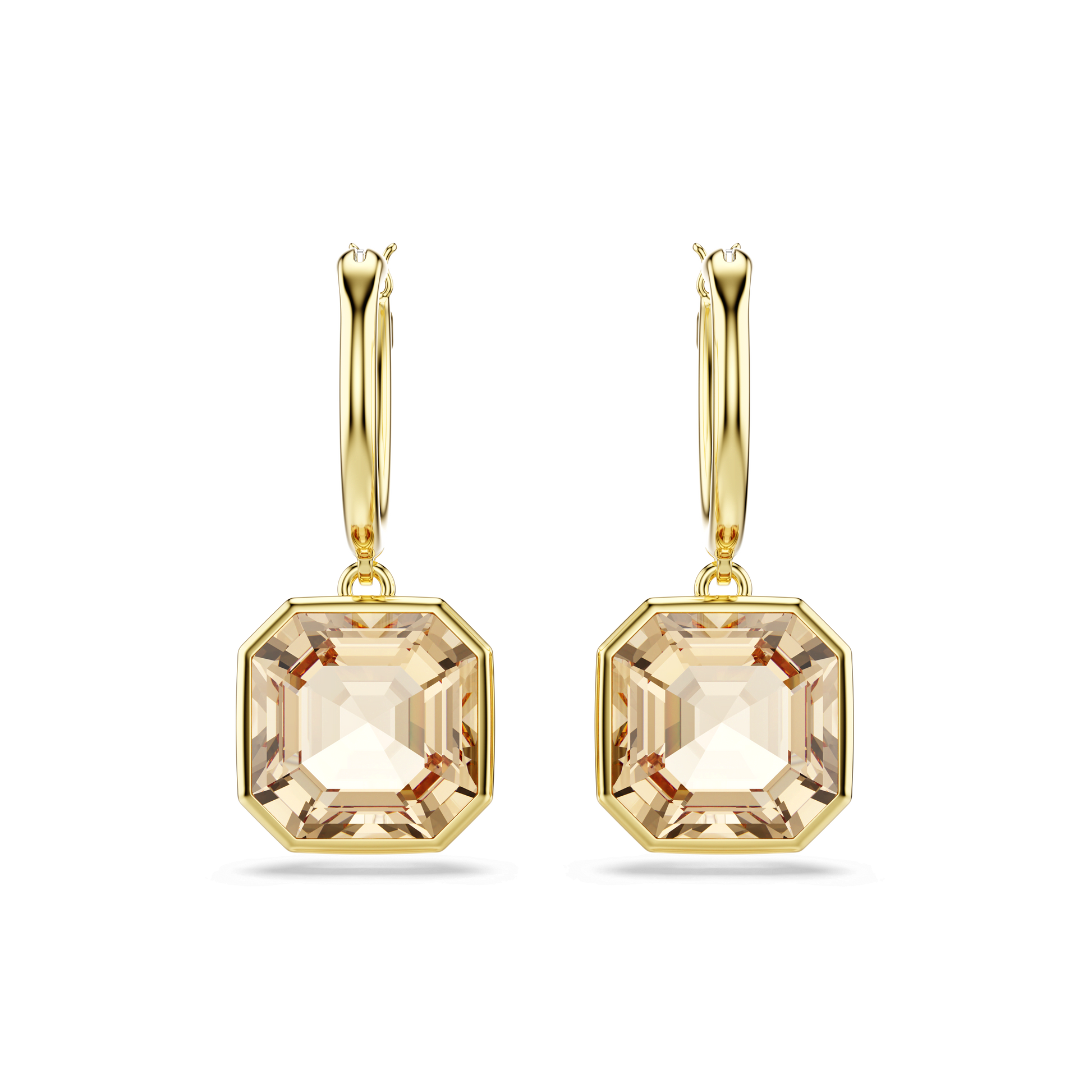 Millenia drop earrings, Square cut, Caramel, Gold-tone plated 5731148