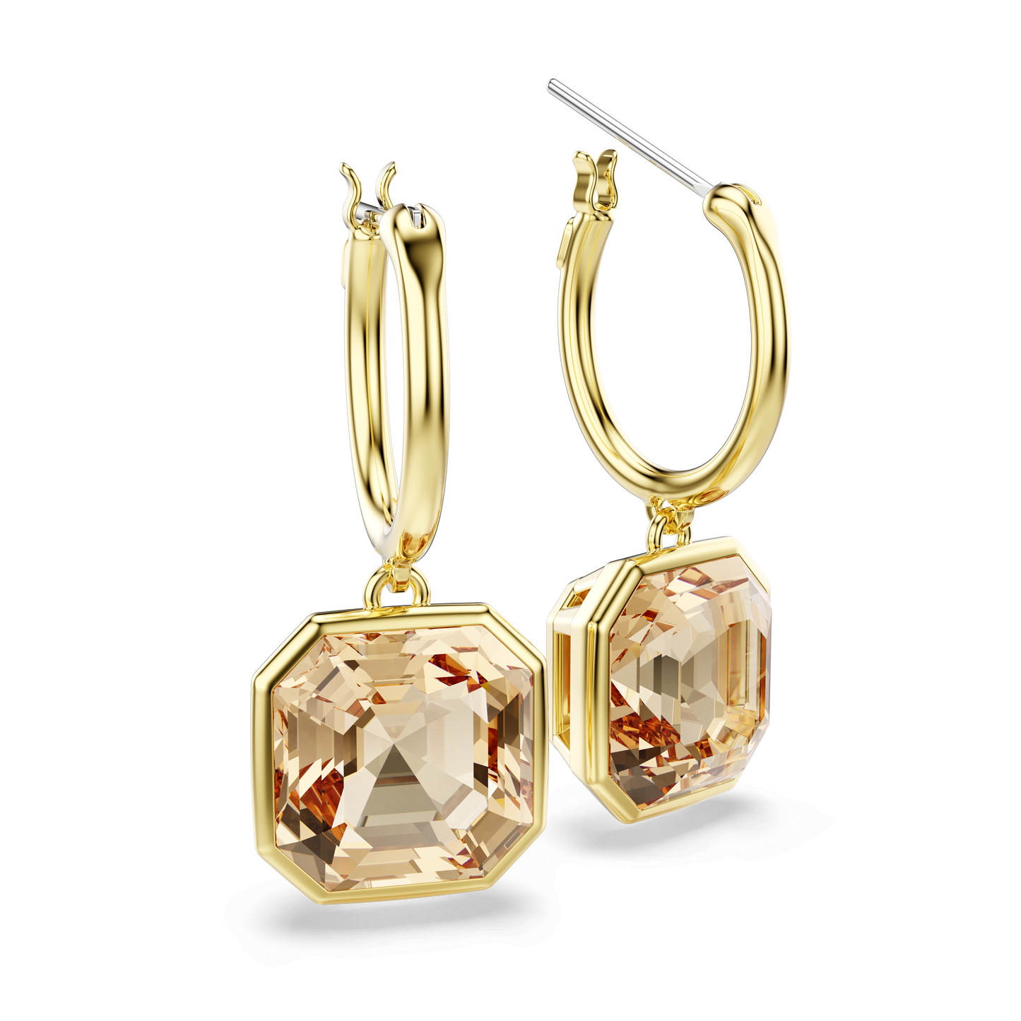 Millenia drop earrings, Square cut, Caramel, Gold-tone plated 5731148