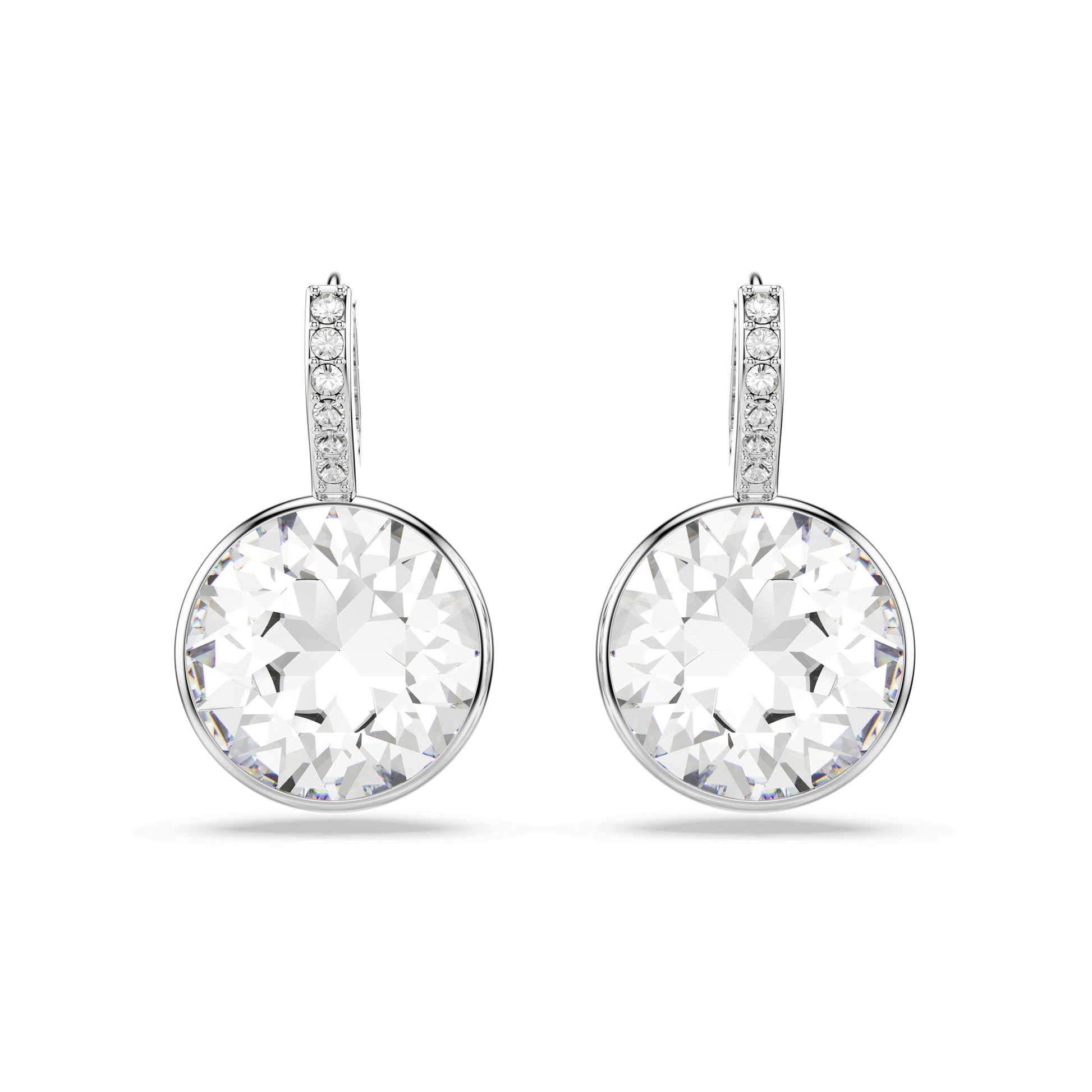 Millenia drop earrings, Round cut, White, Rhodium plated 5731149