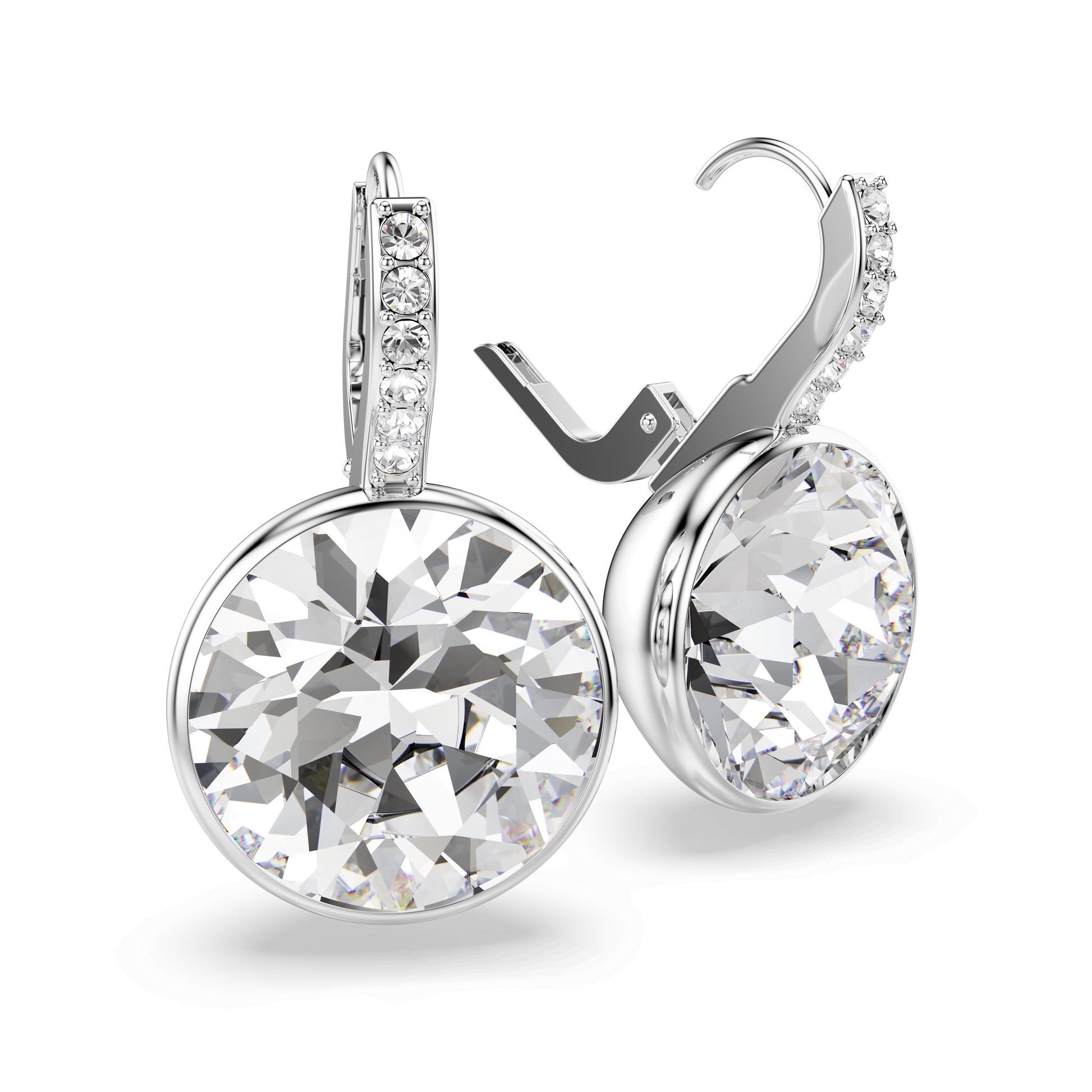 Millenia drop earrings, Round cut, White, Rhodium plated 5731149