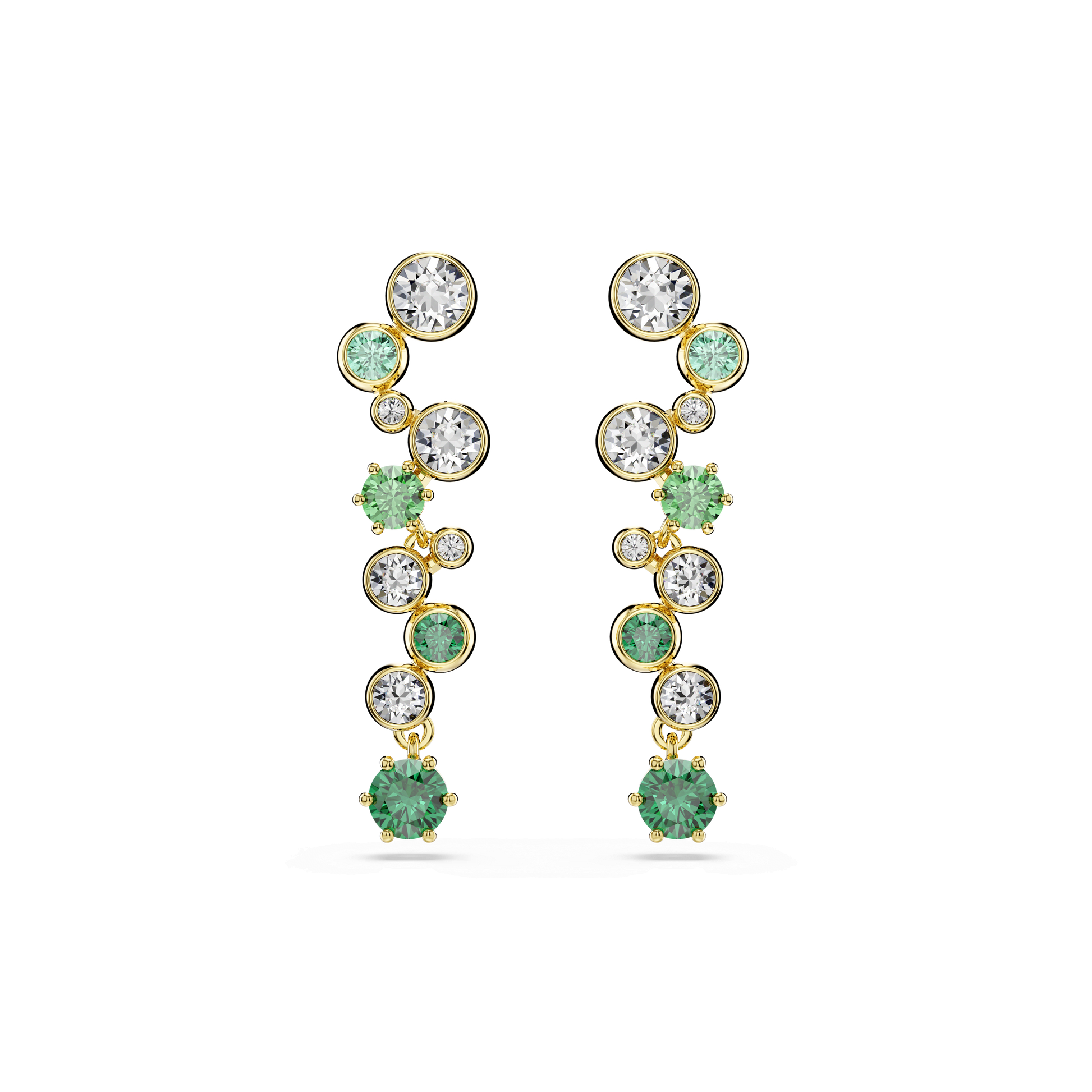 Constella drop earrings, Mixed cuts, Green, Gold-tone plated 5732248