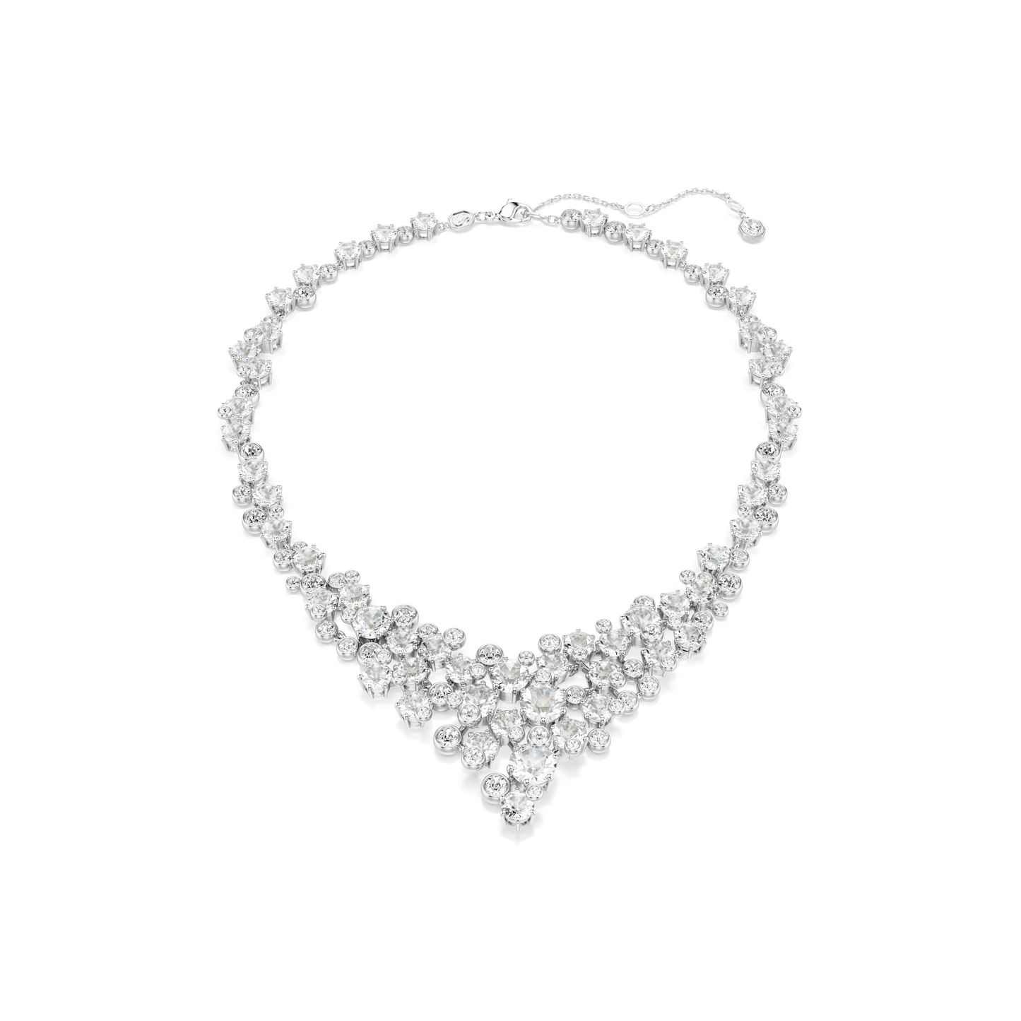 Constella necklace, Mixed cuts, Clasp, White, Rhodium plated 5732249