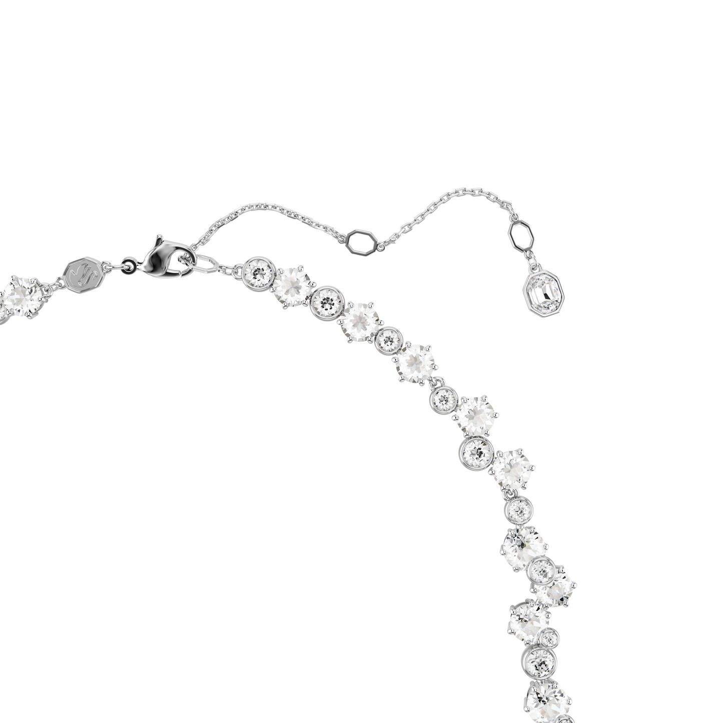 Constella necklace, Mixed cuts, Clasp, White, Rhodium plated 5732249