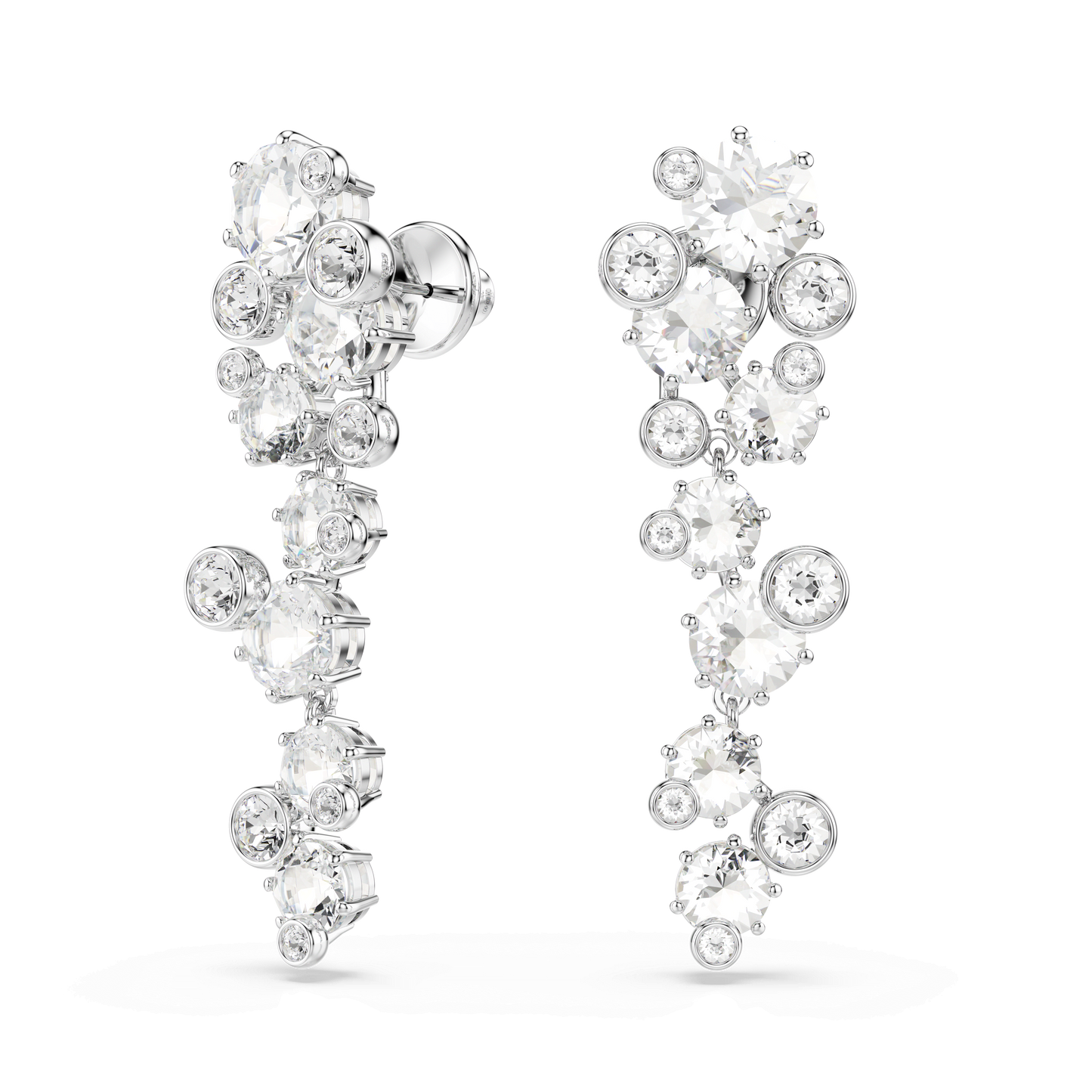 Constella drop earrings, Mixed cuts, White, Rhodium plated 5732252