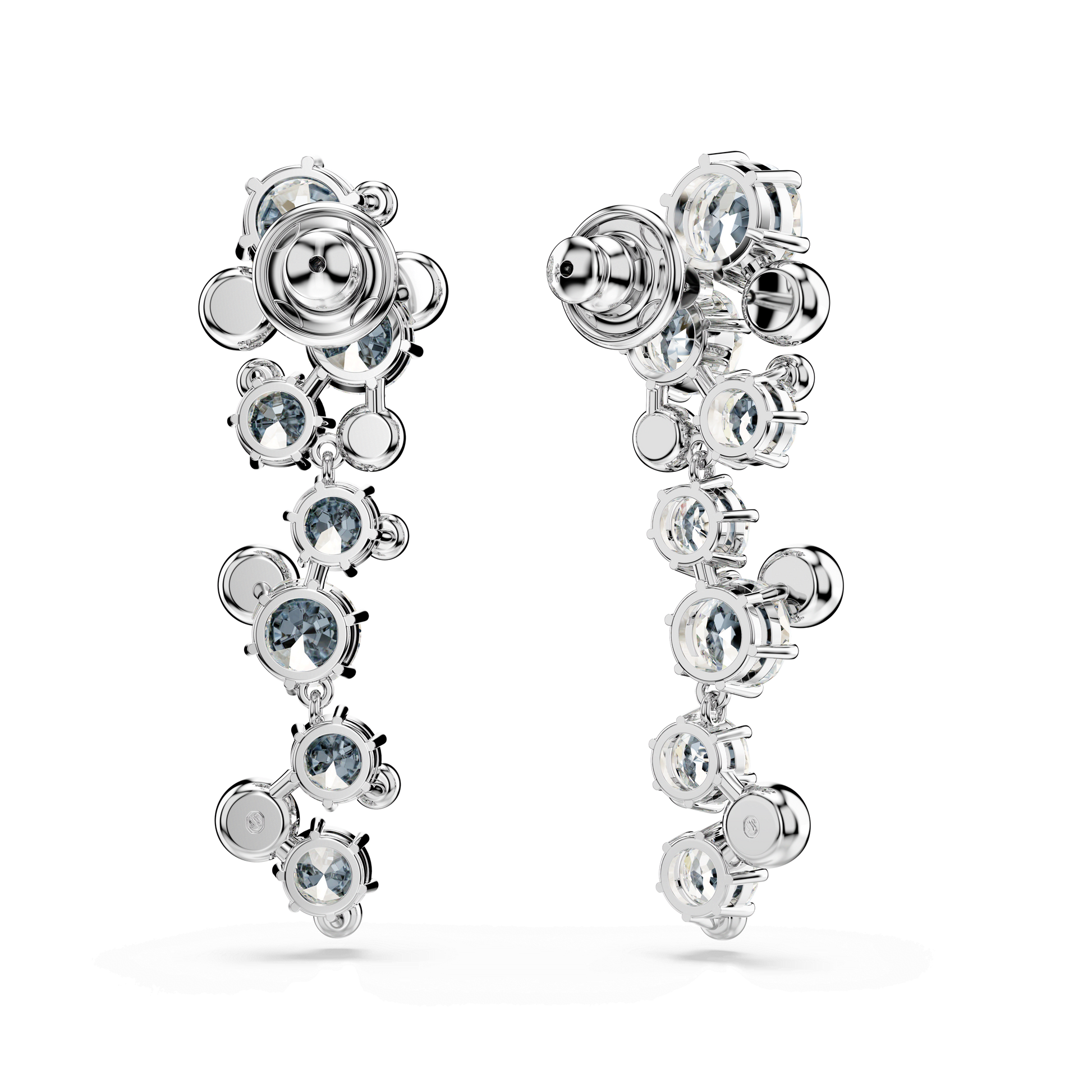 Constella drop earrings, Mixed cuts, White, Rhodium plated 5732252