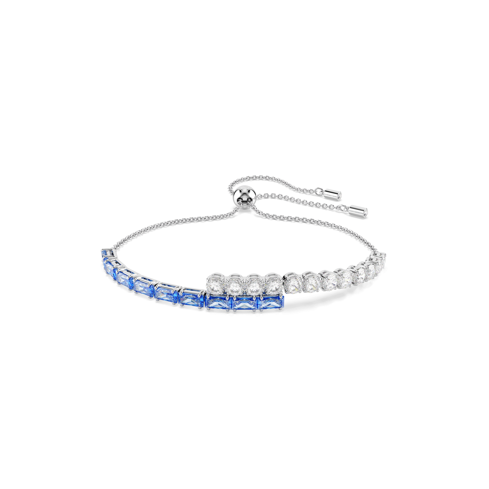 Matrix bracelet, Mixed cuts, Blue, Rhodium plated 5732266