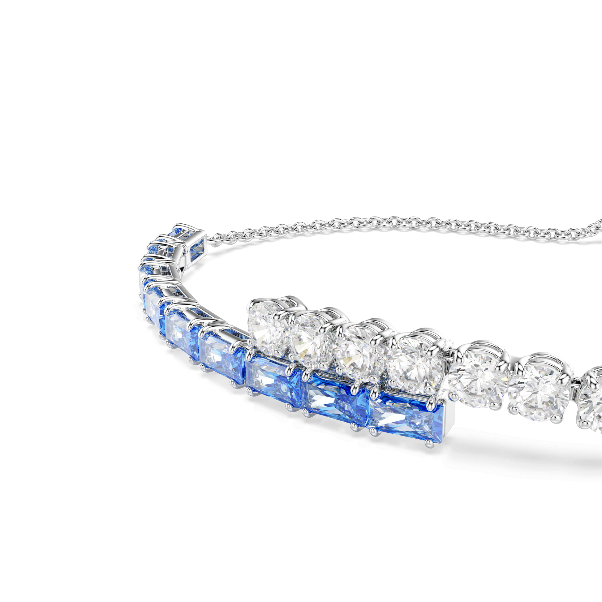 Matrix bracelet, Mixed cuts, Blue, Rhodium plated 5732266