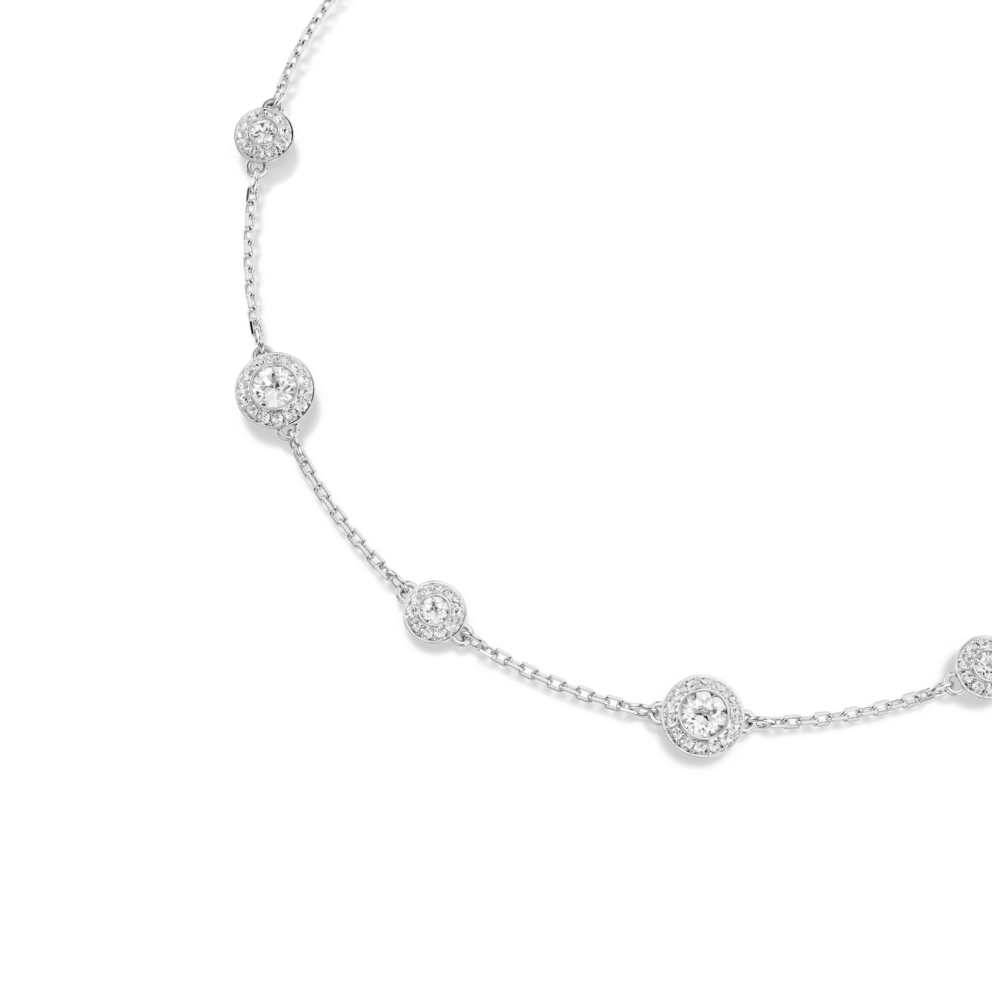 Una Angelic necklace, Round cut, Double sided motifs, White, Rhodium plated 5732275