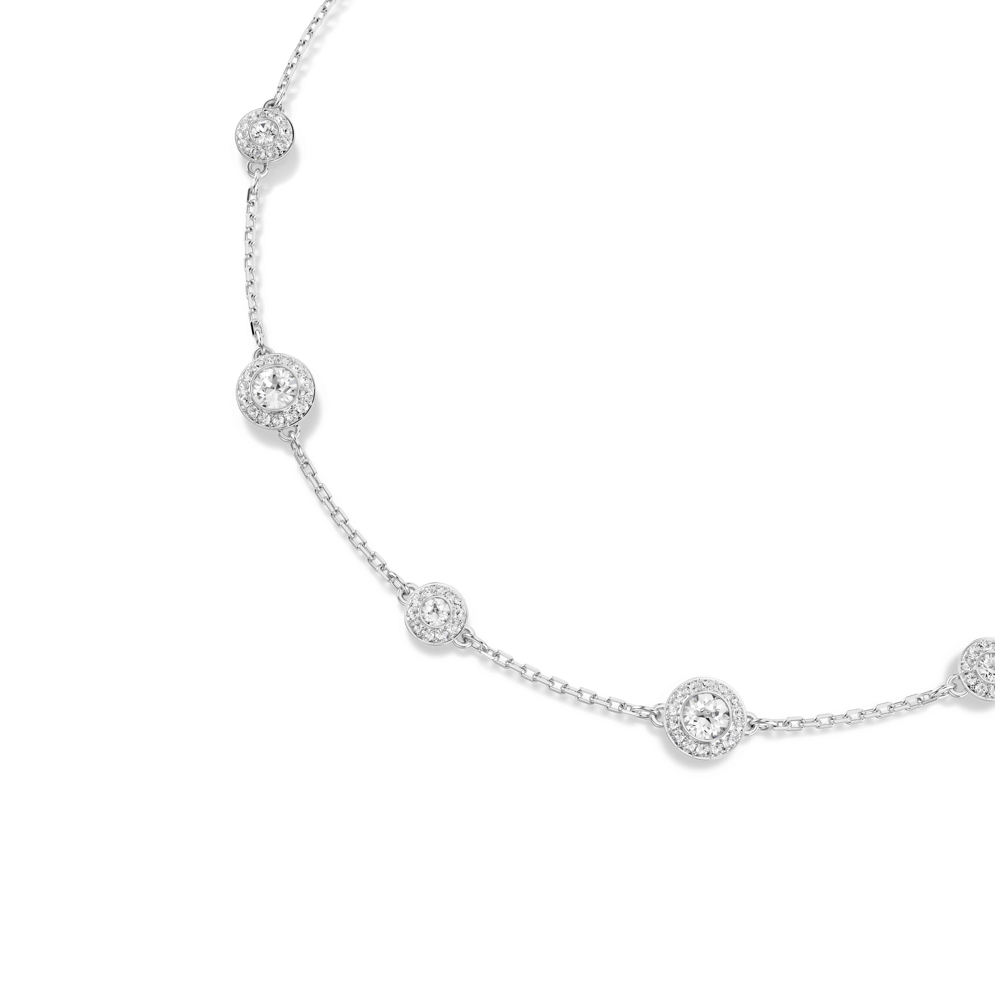Una Angelic necklace, Round cut, Double sided motifs, White, Rhodium plated 5732275