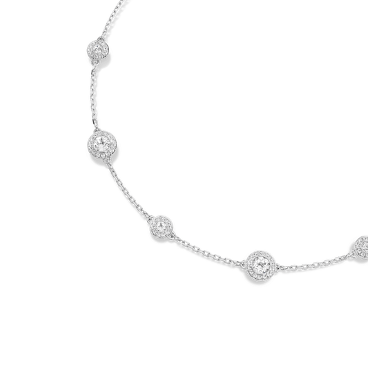 Una Angelic necklace, Round cut, Double sided motifs, White, Rhodium plated 5732275