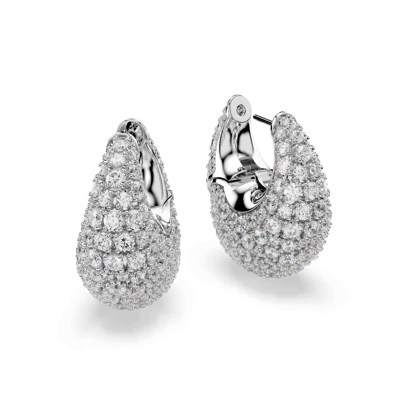 Sublima earrings, Large, White, Rhodium plated 5732281