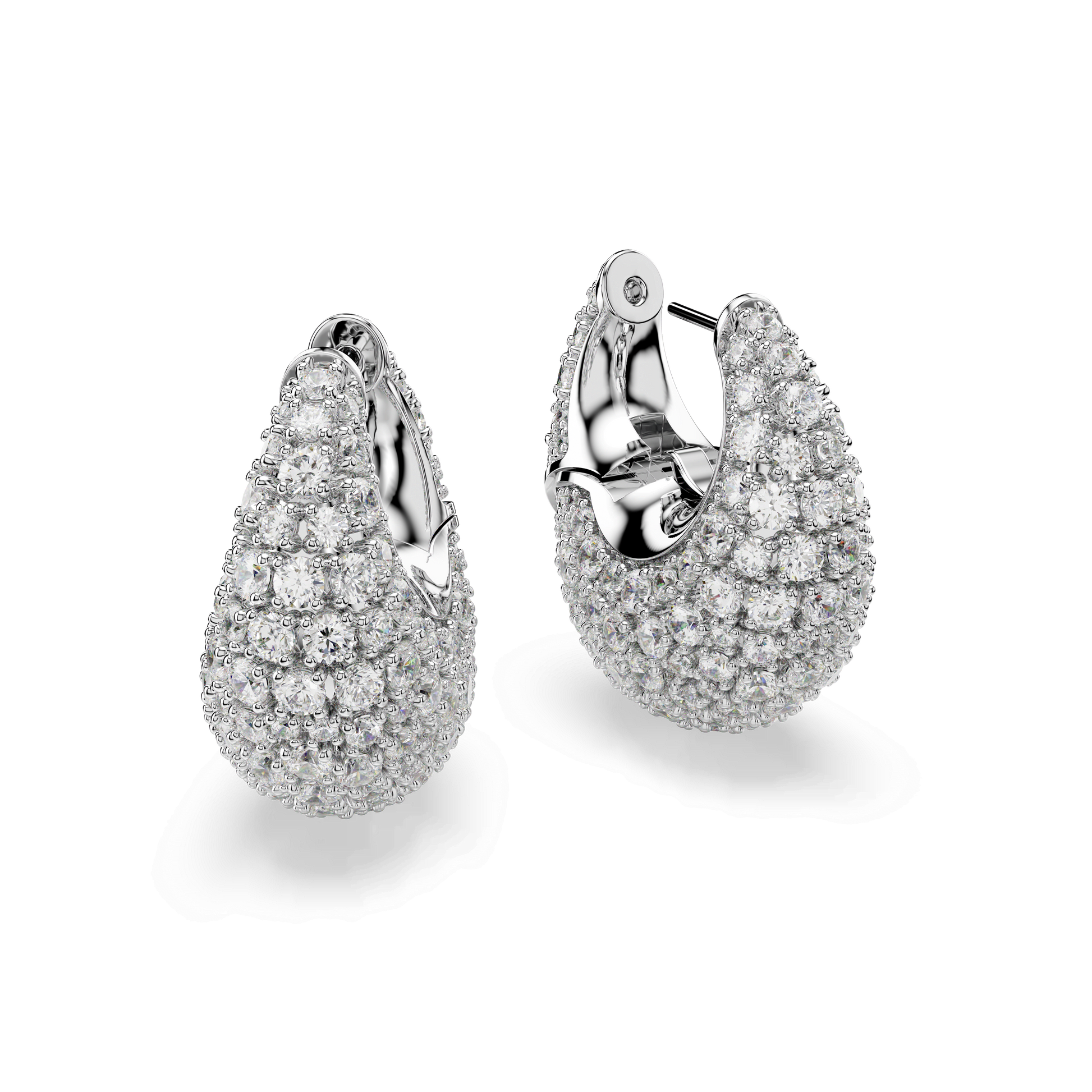 Sublima earrings, Large, White, Rhodium plated 5732281