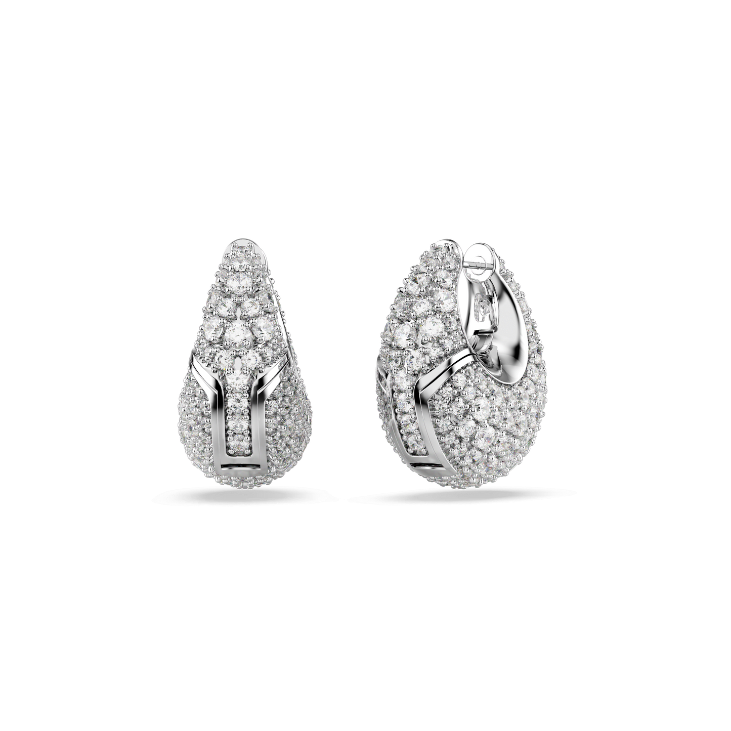 Sublima earrings, Large, White, Rhodium plated 5732281