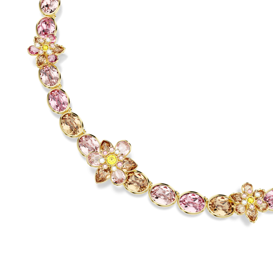 Idyllia necklace, Mixed cuts, Flower, Multicolored, Gold-tone plated 5732385