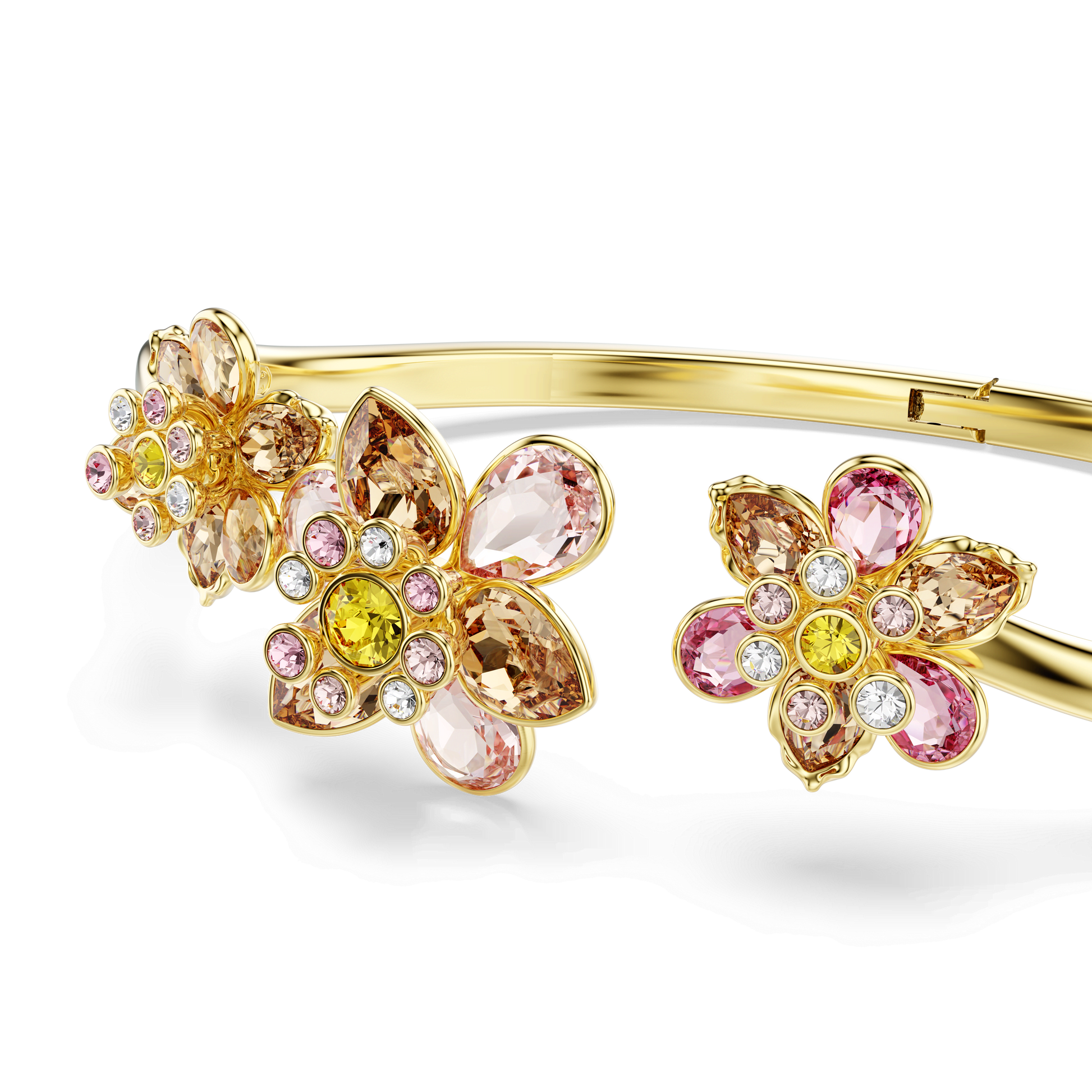Idyllia bangle, Mixed cuts, Flower, Multicolored, Gold-tone plated 5732387