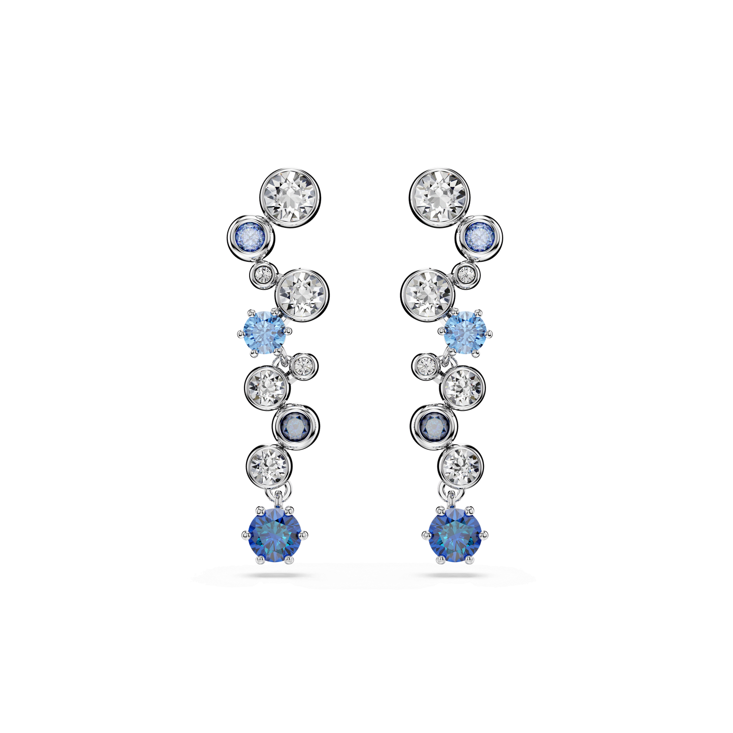 Constella drop earrings, Mixed cuts, Blue, Rhodium plated 5732775
