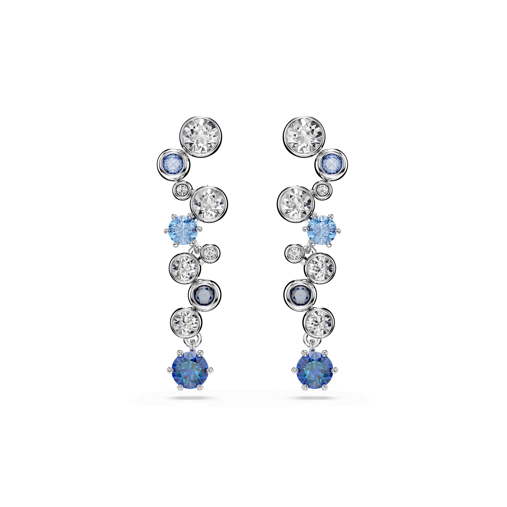 Constella drop earrings, Mixed cuts, Blue, Rhodium plated 5732775