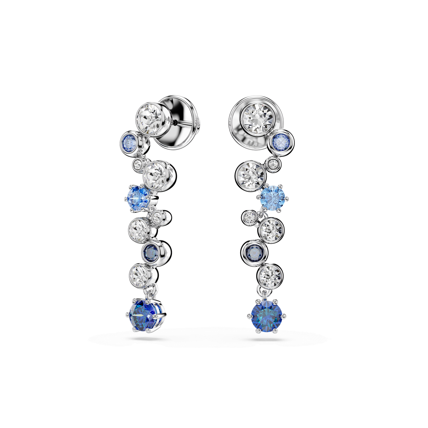 Constella drop earrings, Mixed cuts, Blue, Rhodium plated 5732775
