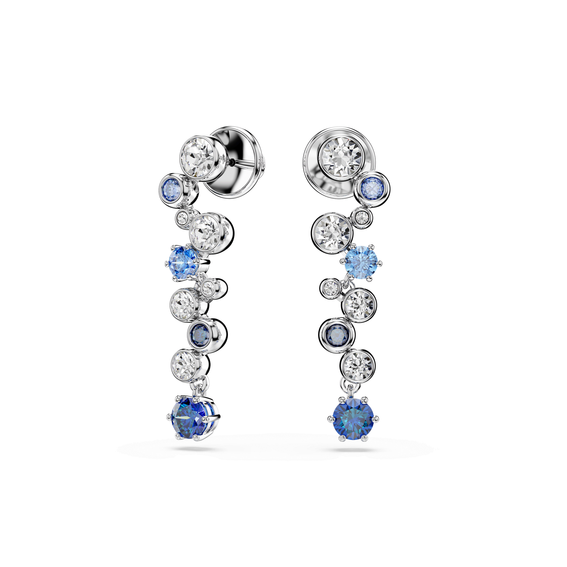 Constella drop earrings, Mixed cuts, Blue, Rhodium plated 5732775