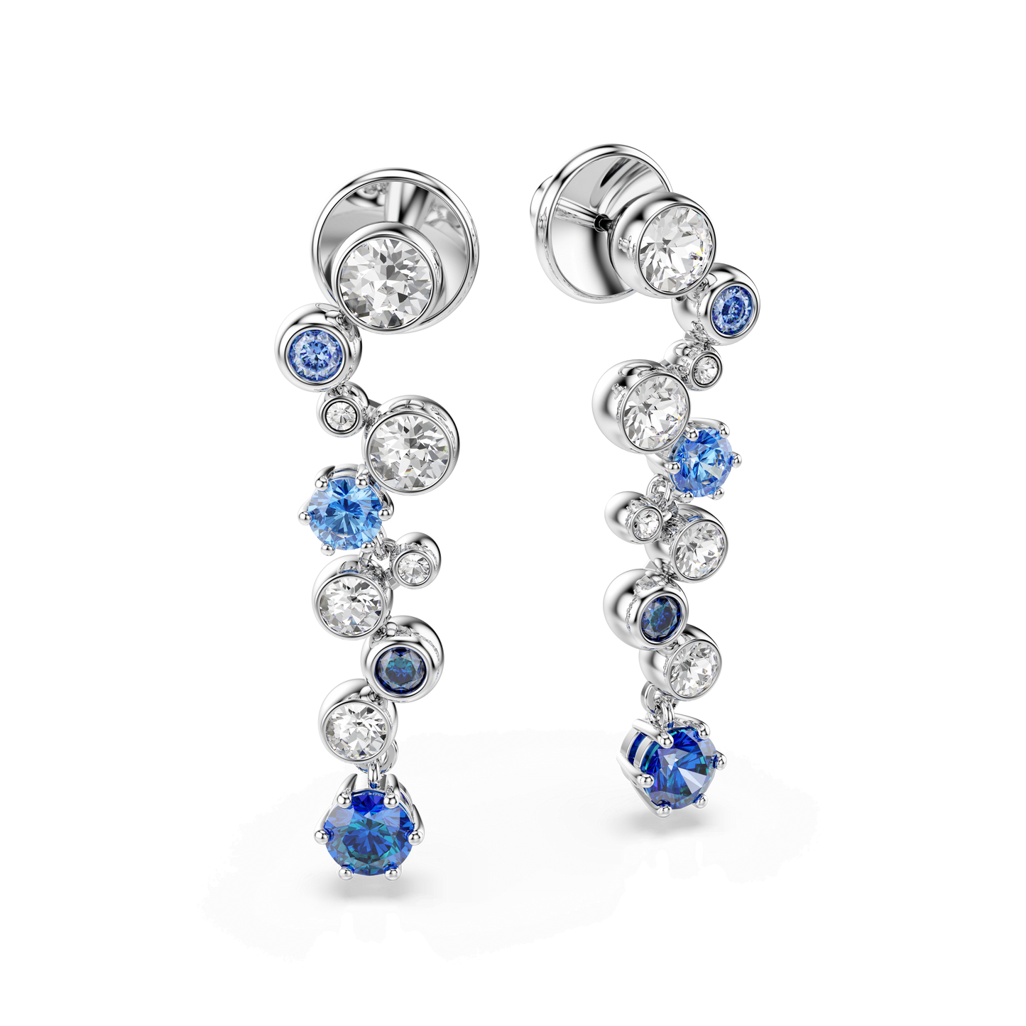 Constella drop earrings, Mixed cuts, Blue, Rhodium plated 5732775