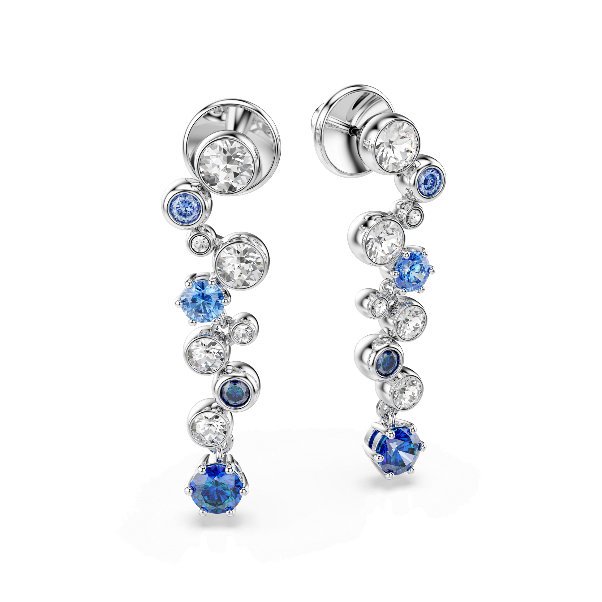 Constella drop earrings, Mixed cuts, Blue, Rhodium plated 5732775