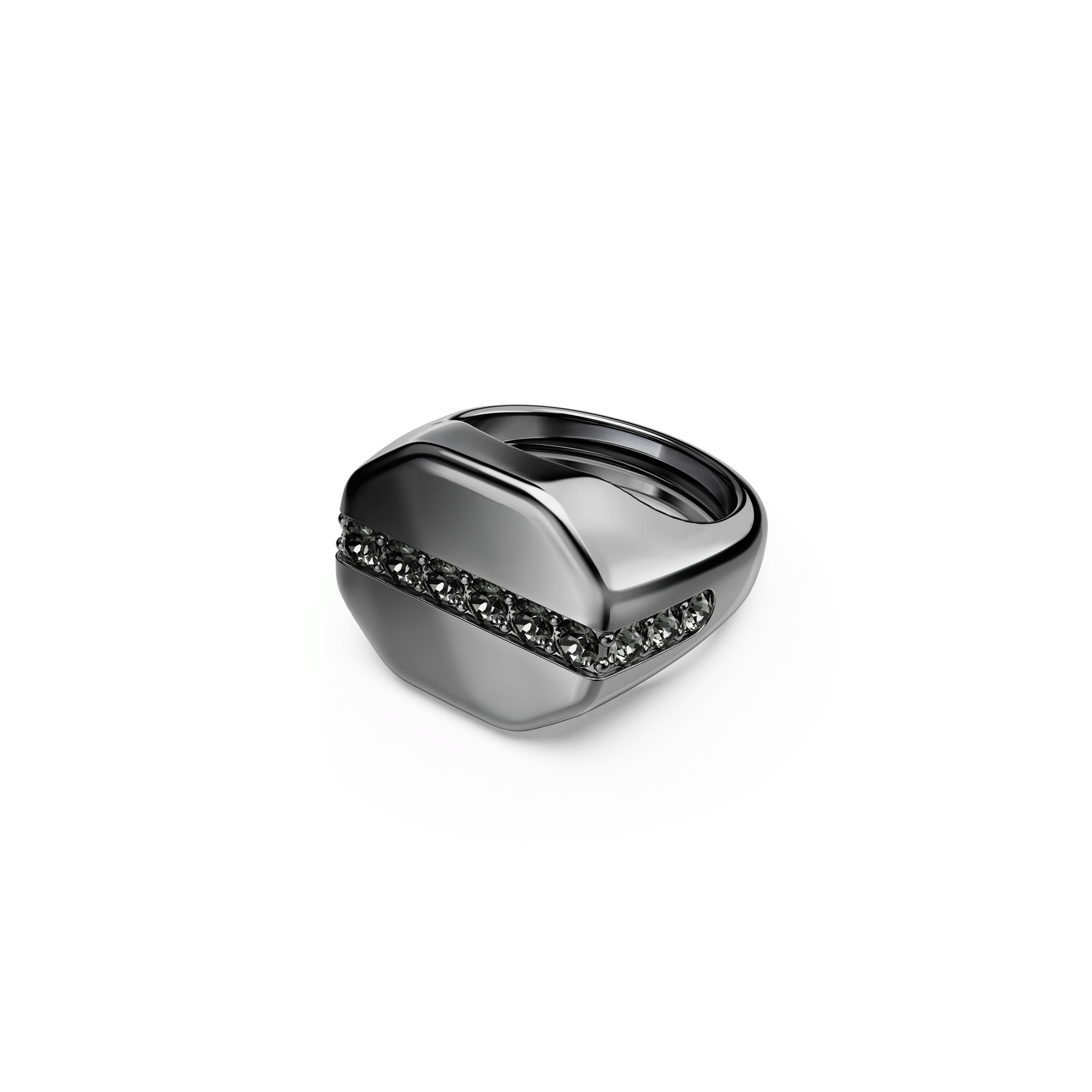 Dextera ring, Octagon shape, Round cut, Black, Ruthenium plated 5732868