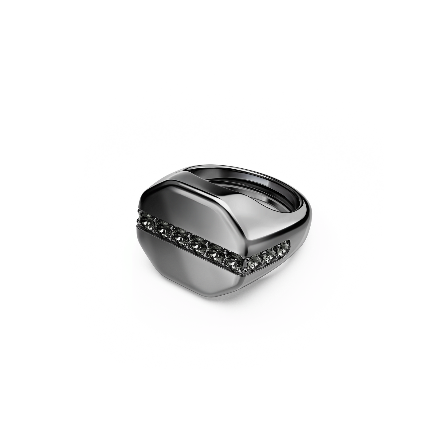 Dextera ring, Octagon shape, Round cut, Black, Ruthenium plated 5732869