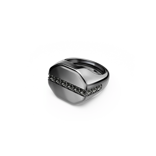 Dextera ring, Octagon shape, Round cut, Black, Ruthenium plated 5732869