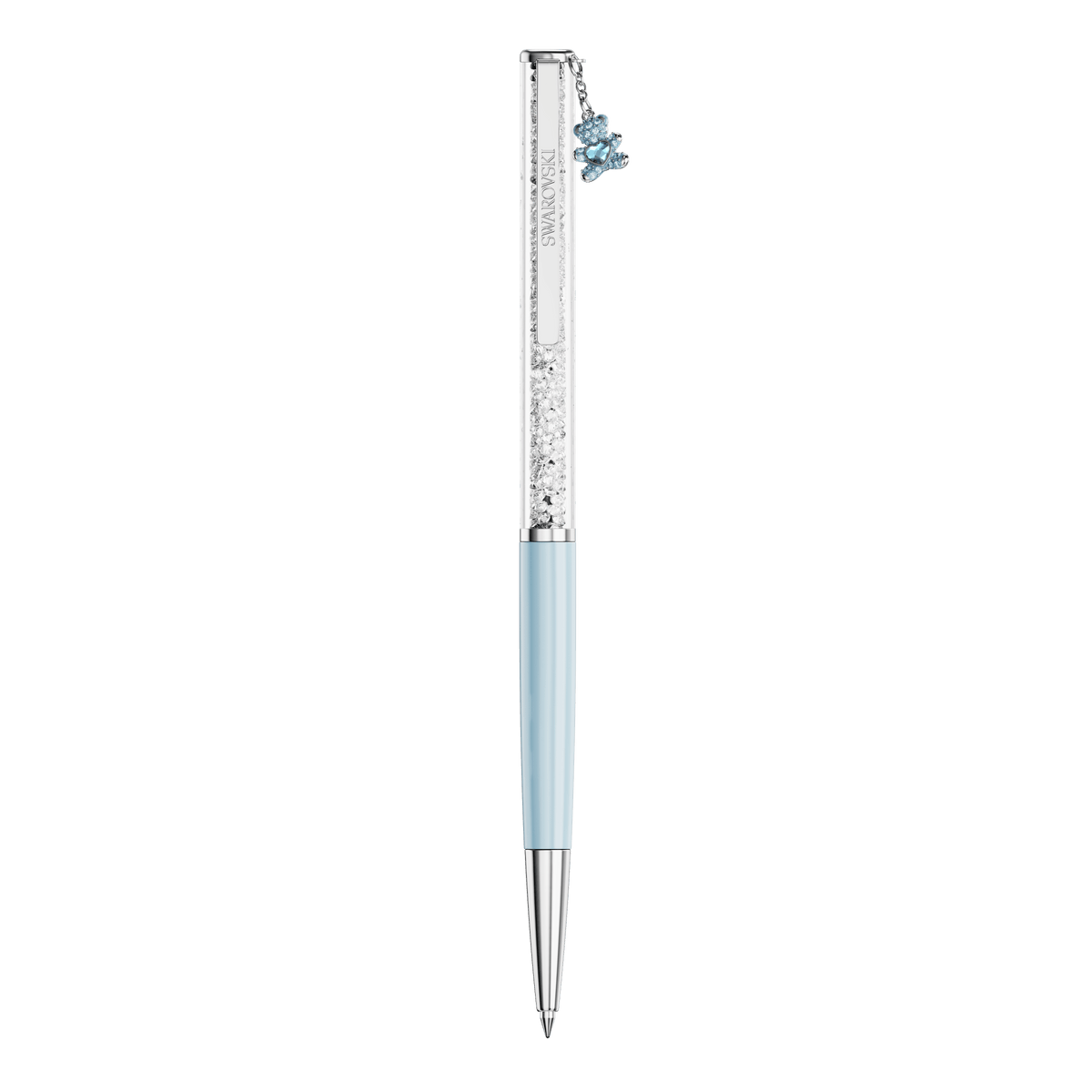 Crystalline ballpoint pen, Teddy, Blue, Blue lacquered, Chrome plated