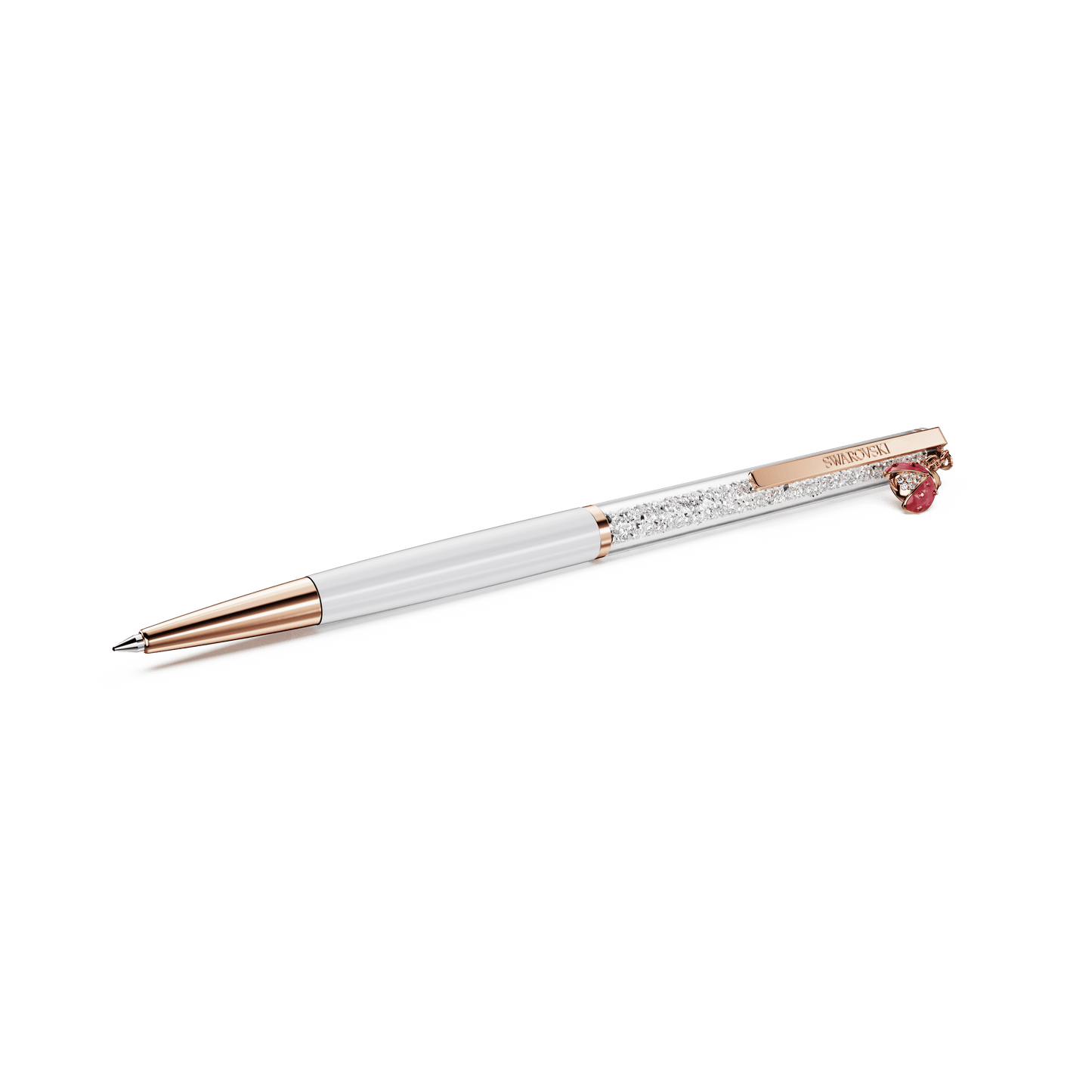Crystalline ballpoint pen, Ladybug, White, Red lacquered, Rose gold-tone plated 5732981