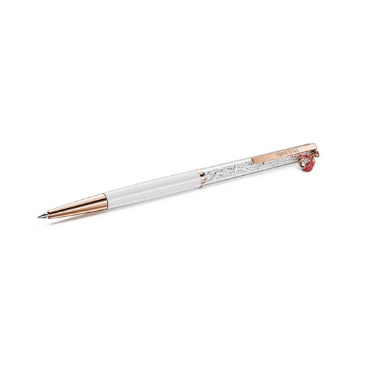 Crystalline ballpoint pen, Ladybug, White, Red lacquered, Rose gold-tone plated 5732981