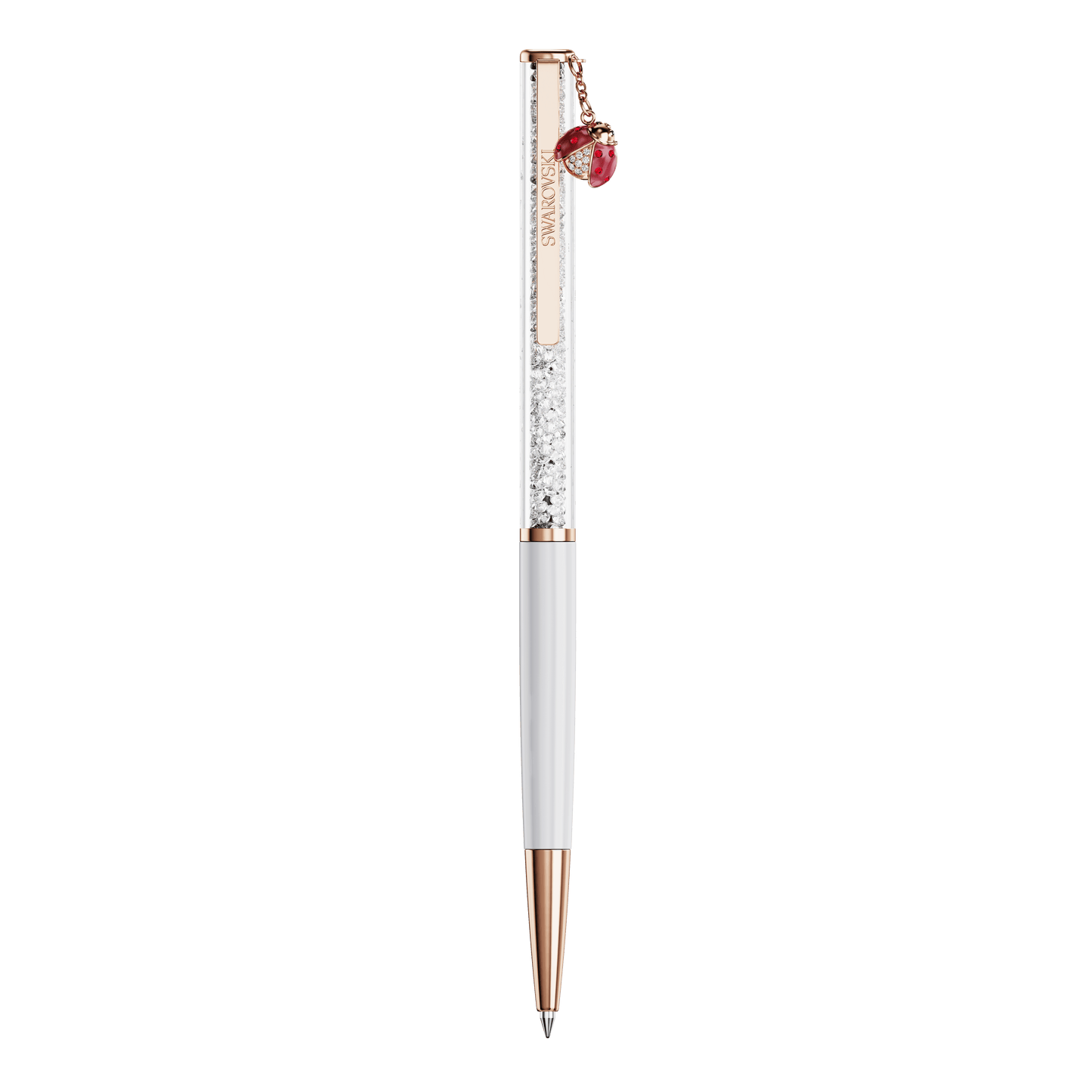 Crystalline ballpoint pen, Ladybug, White, Red lacquered, Rose gold-tone plated 5732981