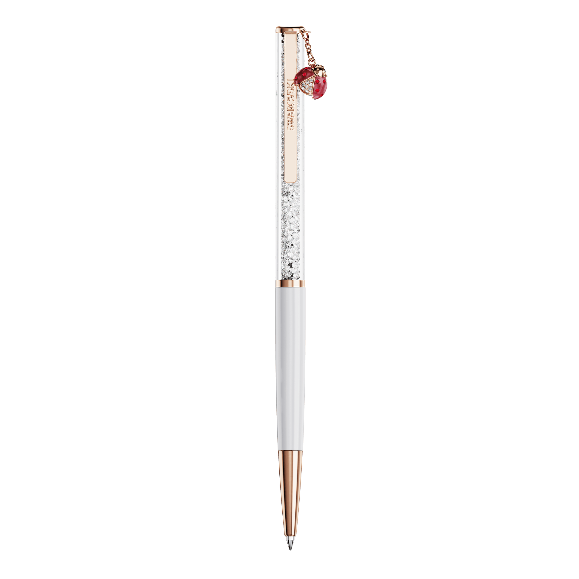 Crystalline ballpoint pen, Ladybug, White, Red lacquered, Rose gold-tone plated 5732981